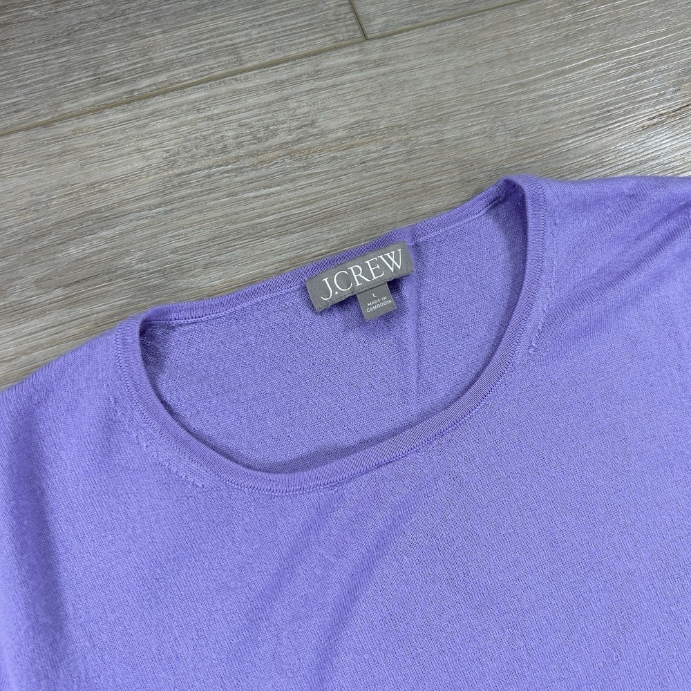 J. Crew Large Women Purple Merino Wool Long Sleeve Pullover Crew Neck Sweater - Picture 2 of 7
